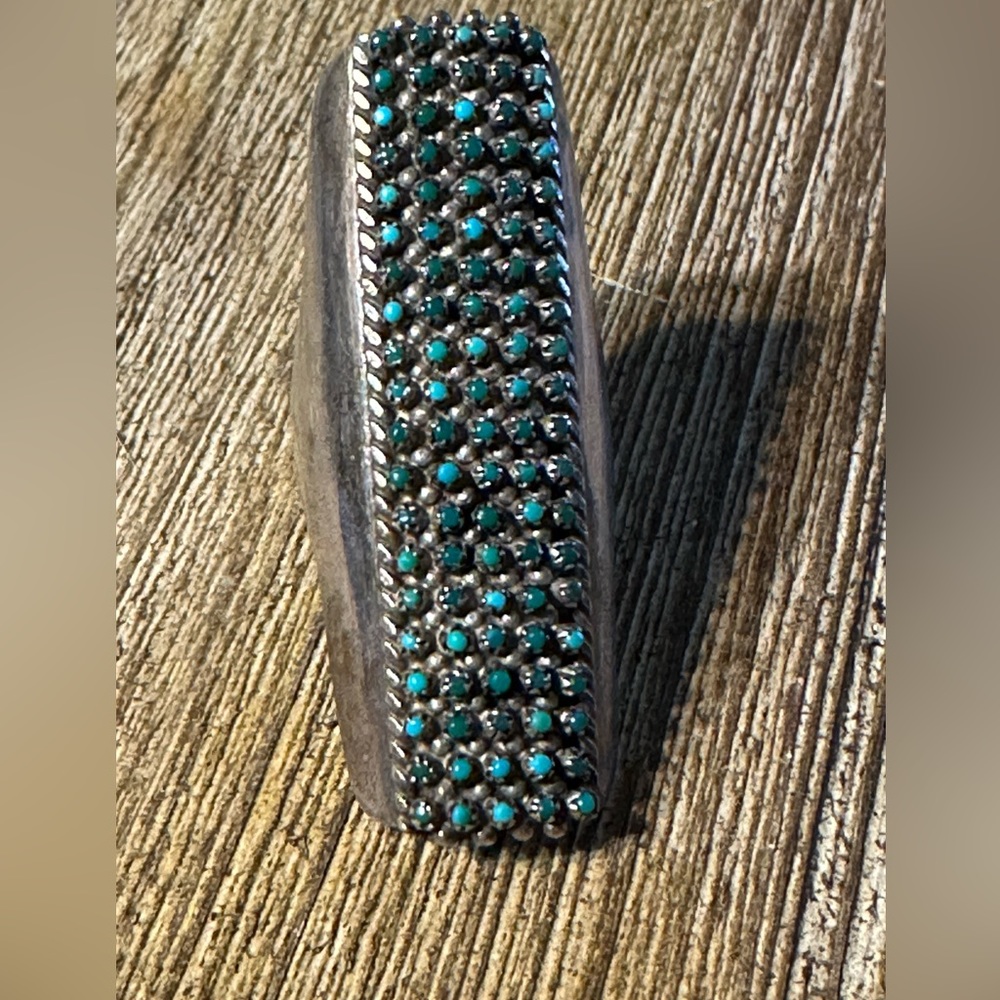 Vintage Zuni Petit Point /Snake Eye Sterling & Turquoise Ring size 7